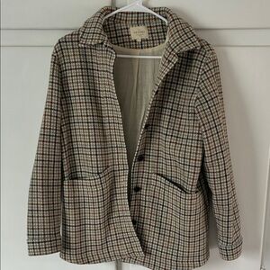 Sezane Women's Plaid Blazer - Brown and Cream